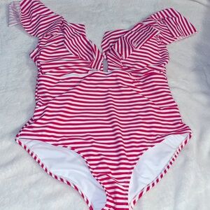 Kona Sol red and white one piece swimsuit XL